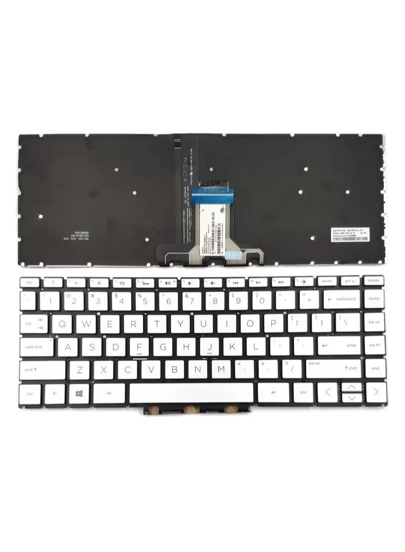 لوحة مفاتيح بديلة بإضاءة خلفية لسلسلة HP 14-ph، متوافقة مع Pavilion 14-CD/14-CM/14-CK/14-DQ/14-DK/14-DG/14-FQ/14-CS، و240 G7/245 G7/246 G7/240 G8، وPavilion X360 14-CD/14M-CD - إطار فضي، تخطيط اللغة الإنجليزية الأمريكية - Image 1
